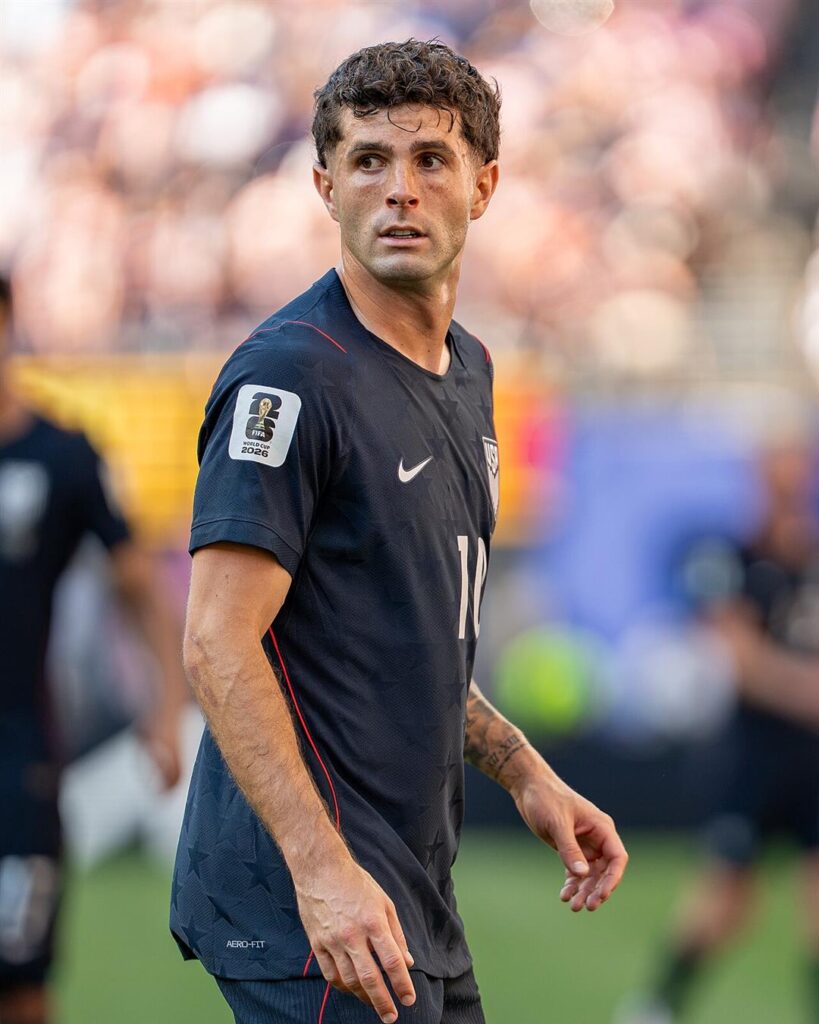 Christian Pulisic in the USA's navy shirt at the 2026 World Cup