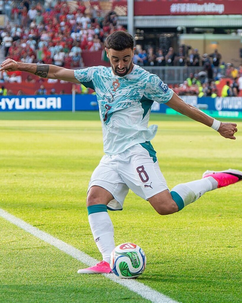 Manchester United captain Bruno Fernandes playing for Portugal at the 2026 World Cup
