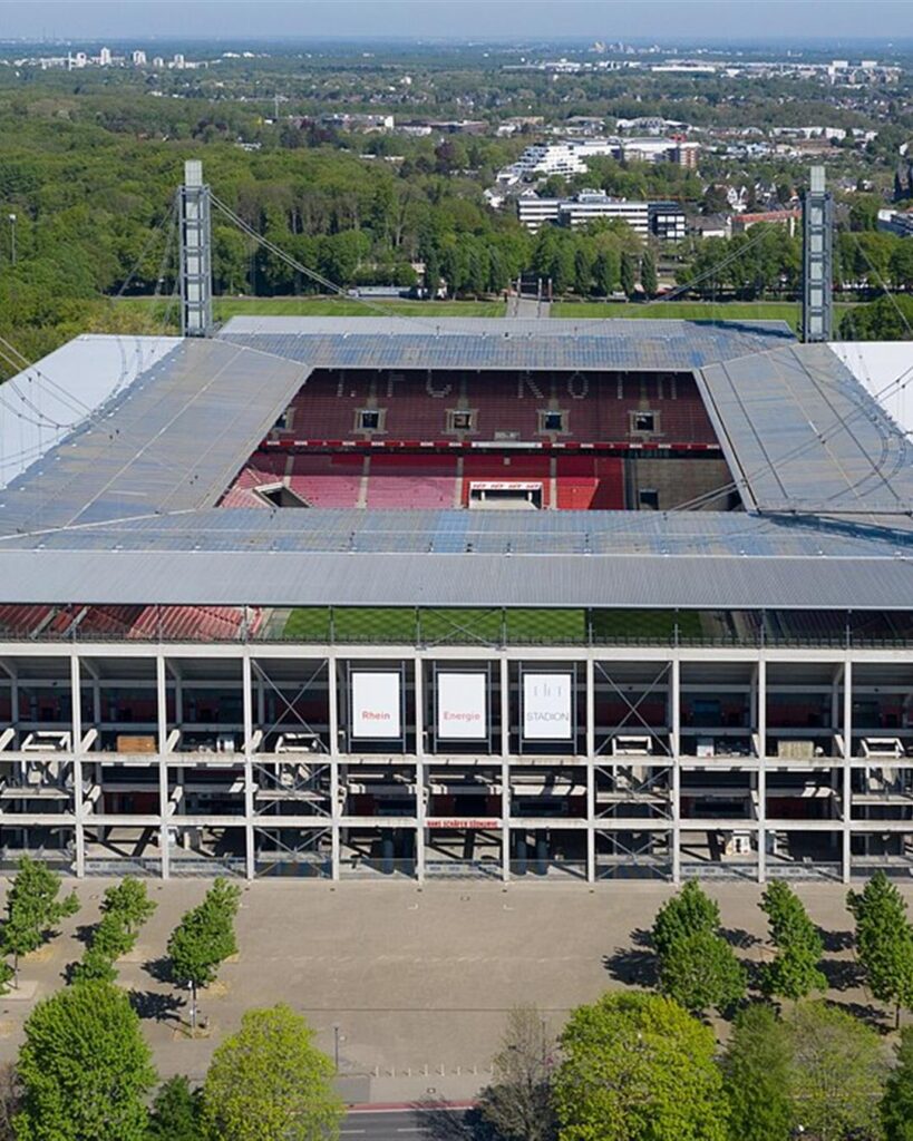 Aerial view of the RheinEnergieStadion in Cologne, home of 1. FC Köln