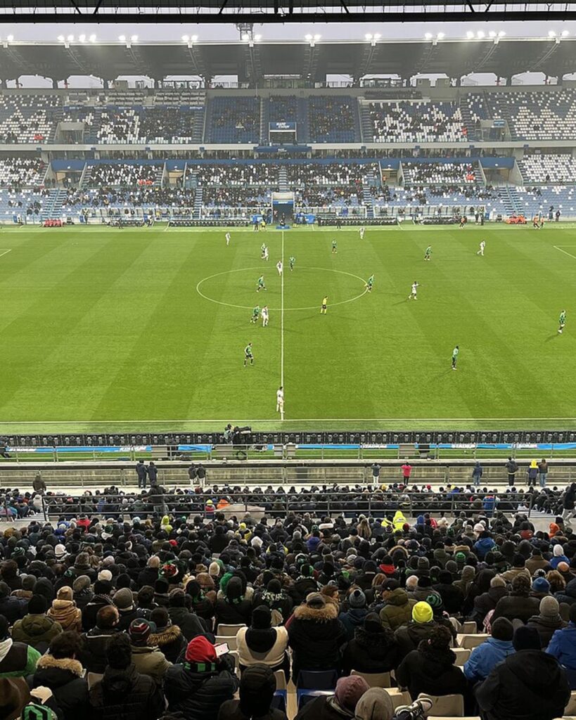 Inside the Mapei Stadium in Reggio Emilia during a Sassuolo home game